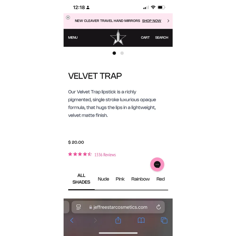 NIB Jeffree Star Cosmetics Velvet Trap Lipstick, Unphazed